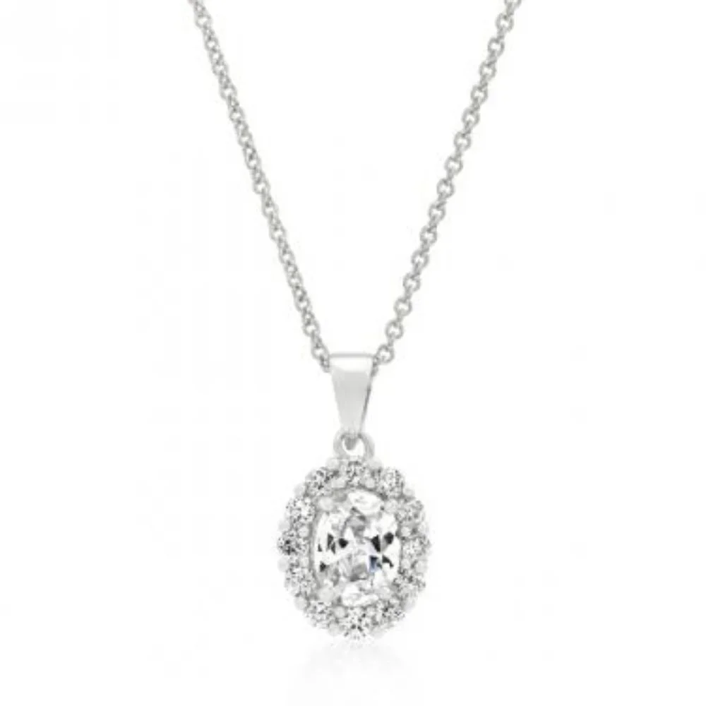 gorgeous ladies white gold plated 5ctw CZ diamond 18" designer bridal necklace - Picture 2 of 2